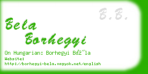 bela borhegyi business card